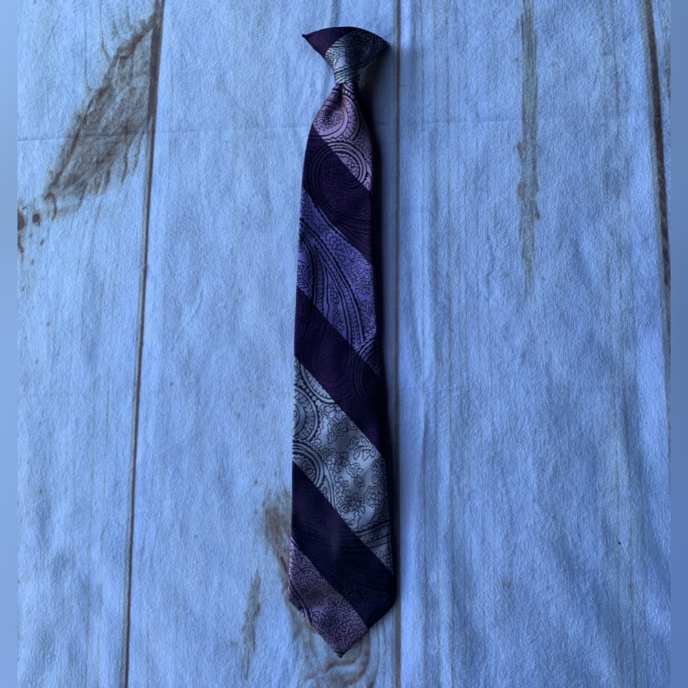 Purple Multicolored Clip On Tie